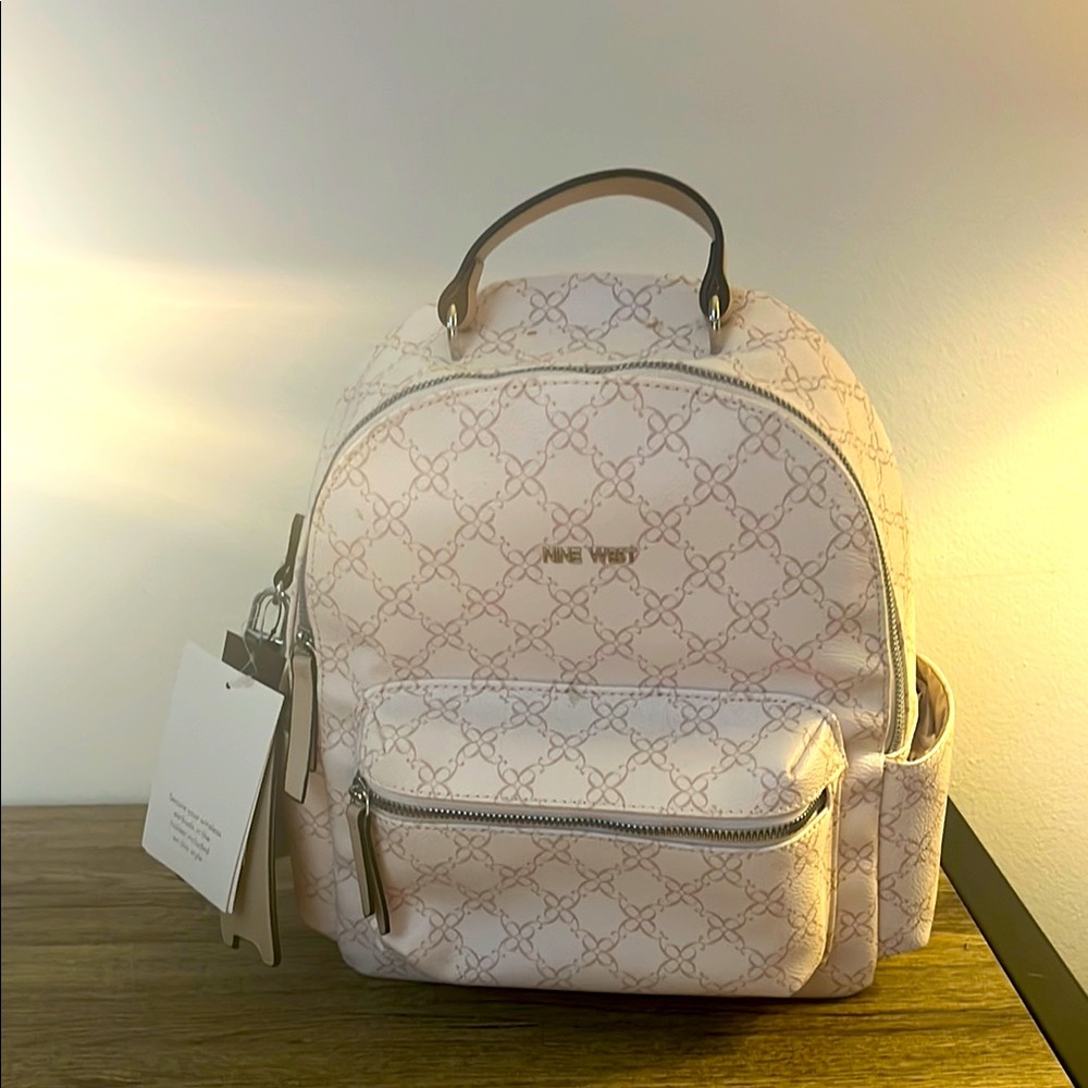 Nine West Cream Dome Backpack with Gold Hardware